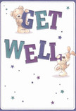 Radiating comfort and cheerful optimism, this playful get well card illustration feels as if it were plucked from a sunlit Hampstead window ledge. The central scene features a cuddly teddy bear and a joyful, floppy-eared puppy, both drawn with inviting plush textures and poised around exuberant indigo and teal block letters spelling "Get Well." These vivid hues stand out against a softly glowing, clear white background, much like blossoms illuminated by morning light in a local florist's display. Sprinkled across the card, whimsical star motifs in pearl blues and lavender purples twinkle with understated magic, echoing the hope and gentle encouragement that defines the best of Hampstead's community spirit. The arrangement of each detail, from the animals' expressive faces to the well-balanced letterforms, conveys the professional touch and warmth of a Hampstead florist preparing a bouquet for someone's recovery. Altogether, the card is not just a visual greeting-it's a tactile, emotional embrace, sending a rush of supportive kindness to loved ones near or far.